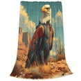 thumbnail image 2 of Zufioo Western Desert Cactus Bald Eagle Fleece Blanket Queen Size,Plush Bed Blanket,Ultra Soft Throw Blanket,Plush Fuzzy Cozy Blanket Perfect for Bed,Couch-40"x30", 2 of 7