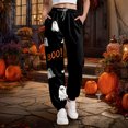 thumbnail image 2 of felwors Women's Elastic Waist Halloween Sweatpants Relaxed Fit Tapered Joggers Pocket Lounge Wear 2025 Black, XXXL, 2 of 7