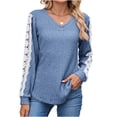 thumbnail image 1 of MHFRRA Blusa Informal de Manga Larga para Mujer con Encaje En contraste, Holgada, para Uso Diario, Primavera y Otoño. Azul, 1 of 3