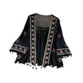 thumbnail image 1 of Cárdigan boho de mujeres, cubierta casual de playa de verano en la parte superior para vestidos de playa bikini negro, 1 of 8