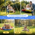 thumbnail image 6 of Kdymod 440lbs 40" Saucer Swing with Frame for Kids Outdoor, Heavy Duty Metal Swing Set with Adjustable Ropes & Ground Anchors, A-Frame Backyard Playset for Playground, Toddlers Ages 3+, Blue, 6 of 7