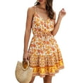 thumbnail image 1 of MYLookk Women Summer Sundress Boho Floral Print Beach Party Mini Dress, 1 of 4