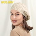 thumbnail image 3 of 3 Pieces Soft Lightweight Crochet Hats Ribbed French Berets Beanie Slouchy Knit Beret Hat for Women, 3 of 6