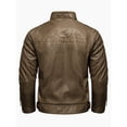 thumbnail image 3 of Men's retro thickened jacket multi-pocket coat stand-up collar PU leather jacket plus size jacket motorcycle suit, 3 of 8