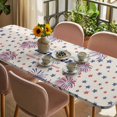 thumbnail image 3 of Independence Day Table Cloths for 8 Foot Rectangle Tables, Blue Red Star Fireworks American Flag Patio Waterproof Elastic Fitted Tablecloths, Washable Rectangular Table Cover for Camping, 3 of 8