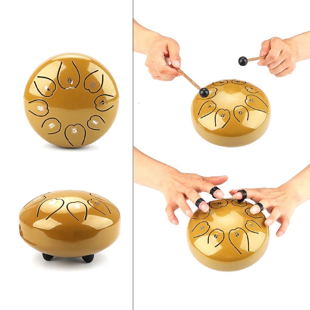 Yihuala Steel Tongue Drum 6 Inch 8 Tone Key-Lotus Empty Drum Muscial Instrument Accessories With Drum Mallets Carry Bag
