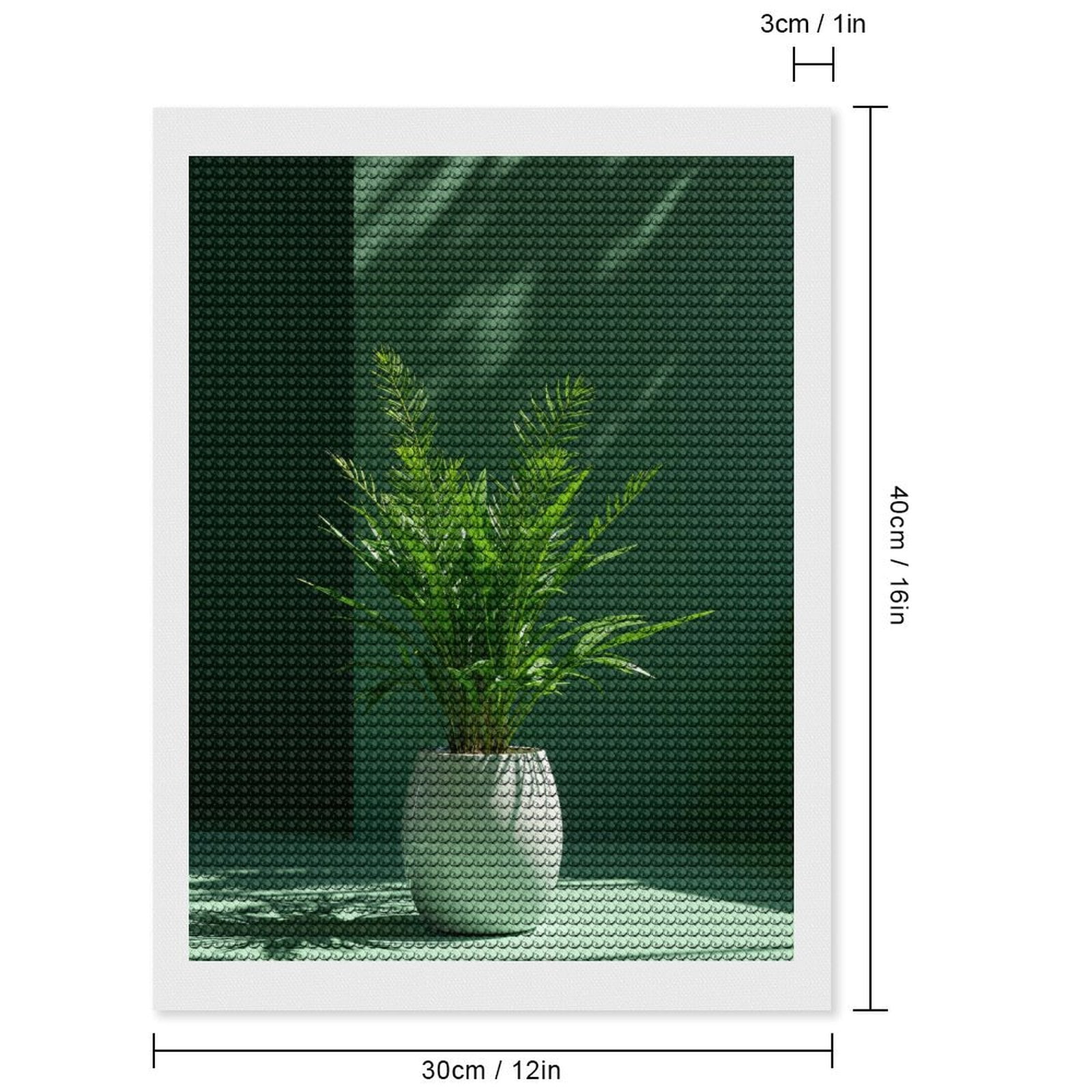 Diamond Art Kits for Adults, Green Indoor Plant In White Pot 5D Diamond Painting Kits for Adults Beginners, DIY Full Drill Diamond Painting, Gem Art and Crafts 12x16