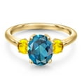 thumbnail image 3 of Gem Stone King 10K Yellow Gold London Blue Topaz and Yellow Sapphire Engagement Ring for Women | 2.97 Cttw | Oval 9X7MM | Gemstone November Birthstone | Size 8, 3 of 6