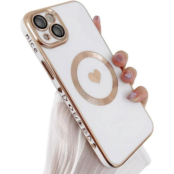Designed for iPhone 13 Case Compatible with MagSafe Built-in Camera Lens Protector Soft Slim Shockproof Silicone Magnetic Phone Case for iPhone 13 6.1" - White