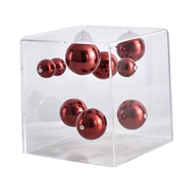 Adorno de bola con cubierta de acrílico transparente, decoración de escritorio, regalo de inauguración de la casa, caja de exhibición cuadrada para 18cmx18cmx18cm