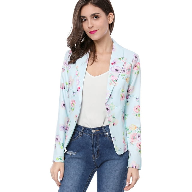 INSPIRE CHIC Women's Allover Long Sleeve Notched Lapel Open Front Blazer