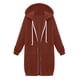 thumbnail image 5 of ICHUANYI Clearance Women's Solid Color Jacket Thickening And Fleece And Winter Casual Zipper Long Sleeve Pocket Hooded Long Sweater(Brown, XL) ICHUANYI WER2023081206446, 5 of 7