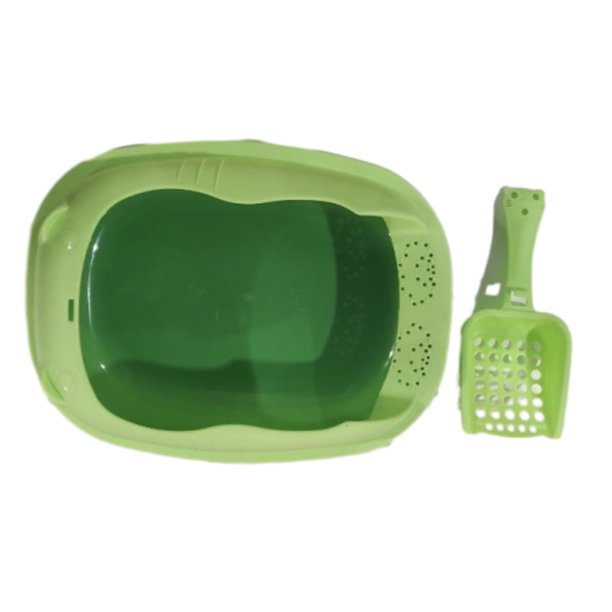 Greeniant Pet Litter Tray Durable Sand Box Container Toilet Litter Box Cat Splashproof Perchas para gatos Verde