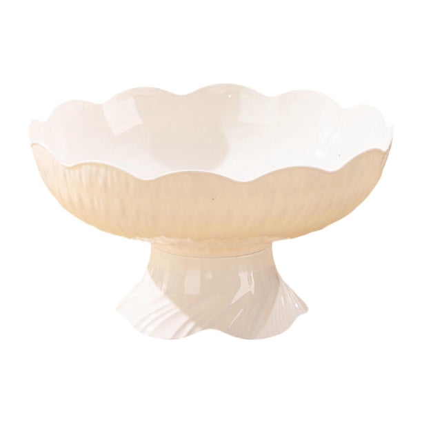 Bandeja creativa para frutas, frutero de pedestal, soporte de almacenamiento de plástico, decorativo, dorado Blanco