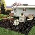 thumbnail image 5 of SIXHOME Outdoor Rug 8'x10' Waterproof Patio Rug Reversible Indoor Outdoor Rug Lightweight Plastic Straw Rug for RV Camping Deck Balcony Boho Porch Decor Black and Brown, 5 of 7