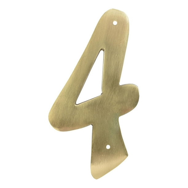 Número 4 Hy-Ko Latón Sólido 10.16 Cm Decorativo Fachada
