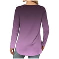 thumbnail image 5 of Long Sleeve T Shirt Tops For Women Round Neck Casual Loose Fitting Summer Fall Comfy Tie-Dye Color Block Gradient T-Shirt Blouse Tops,Purple 2,S, 5 of 5
