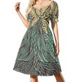 thumbnail image 1 of Robe Sans Manches à Motifs Floraux Polynésiens Tatouage Tribal Vert et Jaune Design Rétro Robes d'Été pour Femmes, 1 of 4