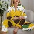 thumbnail image 6 of Yiaed Sunflowers Print Pajamas Women's Long Sleeve Sleepwear Soft Button Down Loungewear Pjs Lounge Set Nightwear Womens Pajama Pants-Large, 6 of 7