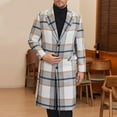 thumbnail image 3 of MaFYtyTPR Mens Plaid Coat Winter Fashion Long Casual Lapel Winter Wool Thermal Checked Coats With Pockets Gray L, 3 of 4