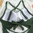 thumbnail image 3 of WREESH Womens One Piece Swimsuits Tummy Control Bathing Suit for Women Push Up Swimwear V Neck High Cut Monokini Green, 3 of 7
