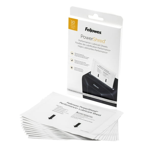 Fellowes® Powershred® Performance  Lubricant Sheets, 6" x 8-1/2", Pack Of 10 Sheets