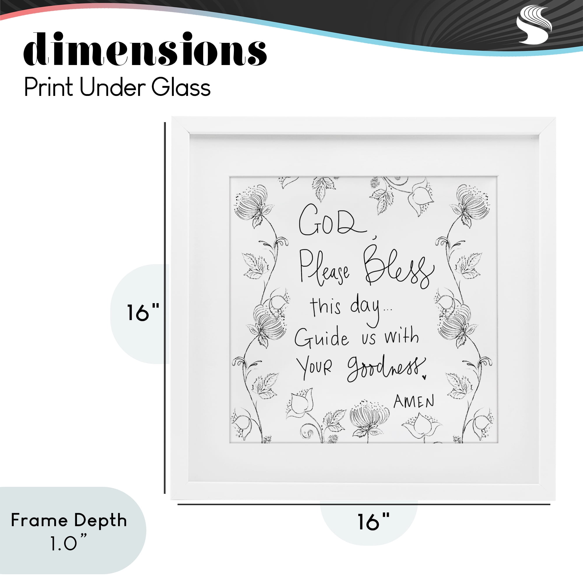 Stupell Industries God Bless This Day White Framed Print Under Glass, design by Patricia Pinto