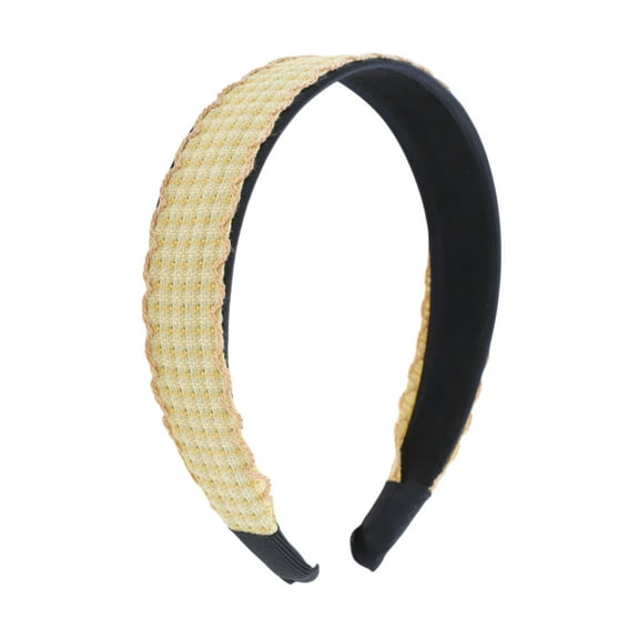 Unique Bargains 1 Pc Headband Plaid Wide Hair Accessories for Women Yellow