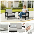 thumbnail image 5 of KINGYES 5PC Outdoor Conversation Set, All-Weather HDPE Patio Sofa Set with Cushions, 2 Armchairs, Loveseats & Coffee Table for Patio, Porch, Backyard, Black Frame with Khaki Cushion, 5 of 6