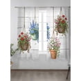 thumbnail image 2 of Sheer Curtains 63 Inch Length 2 Panels Set for Bedroom, Spring Floral Semi Sheer Curtains for Windows, Wooden Elegant Pastoral Flowers Voile Window Treatments Rod Pocket Curtain, 2 of 7