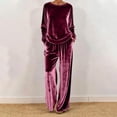 thumbnail image 1 of TaTaai Women Casual Loose Fit Velvet Set Round Neck Long Sleeve Pullover Top and Full Length Trousers Soft Comfy Daily Wear Two Piece Gift, 1 of 8