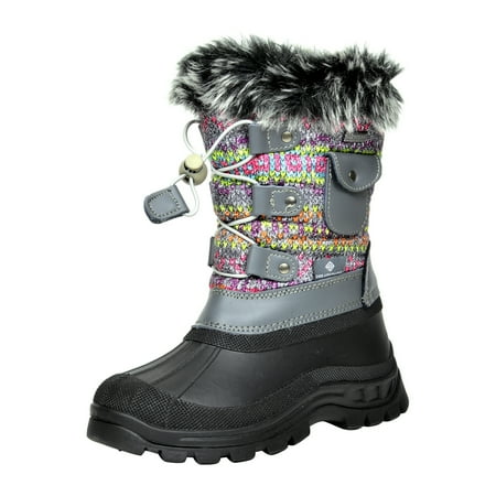 

Dream Pairs Kids Boys Girls Warm Snow Boots Insulated Waterproof Winter Ski Boots KSNOW GREY/MULTI Size 2