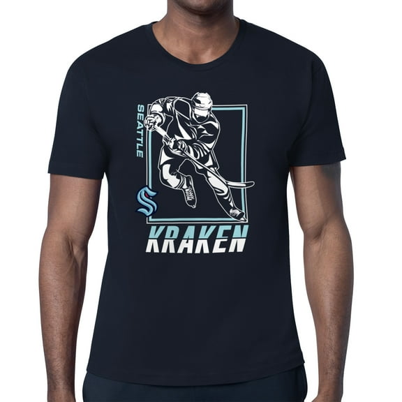Men's Starter Deep Sea Blue Seattle Kraken Player Grid T-Shirt