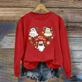 thumbnail image 4 of GUZOM Womens Christmas Hall-oween Cute Ghost Sweatshirt - Oversized Crew Neck, Merry and Fright Graphic, Red,Size XS, 4 of 4