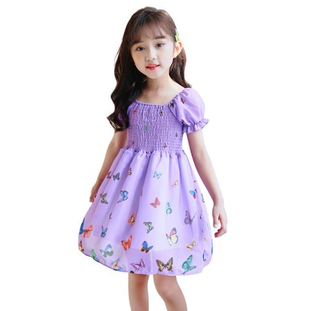 

JYQNeerr Kids Girls 1-7T Party Dress Butterfly Flare Sleeve Dance Gown Toddler Girls Summer Evening Party Dress for Children Female