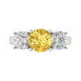 thumbnail image 2 of 3.25ct round cut yellow natural citrine 14k white gold 3 stoneBridal Wedding Engagement Promise Anniversary Ring for Women size 7.25, 2 of 7
