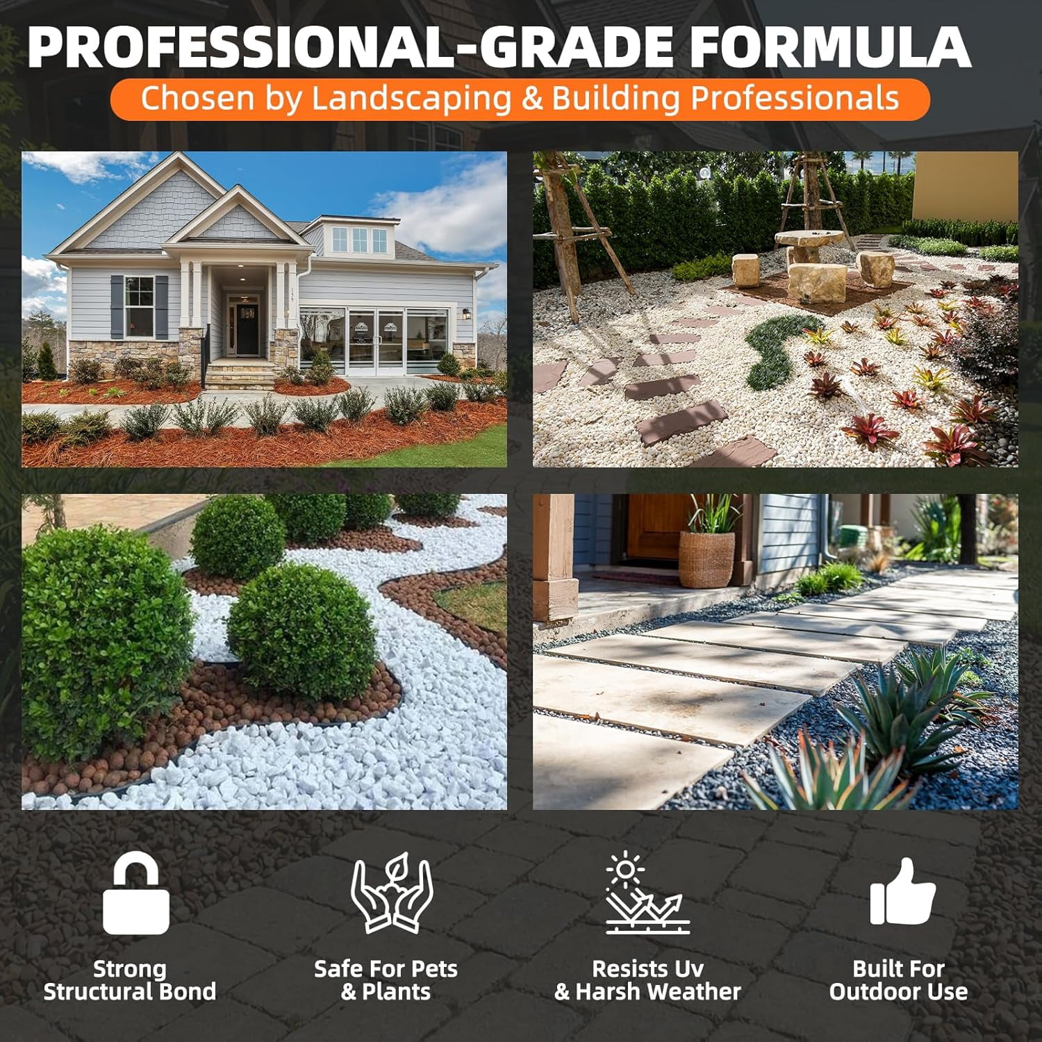 Rock Glue, 1 Gallon Mulch Bond for Landscaping with Sprayer, Ultra-Stick Mulch & Gravel Binder, Non-Toxic Pea Gravel Stabilizer, Landscape Adhesive for Paths, Patios & Borders