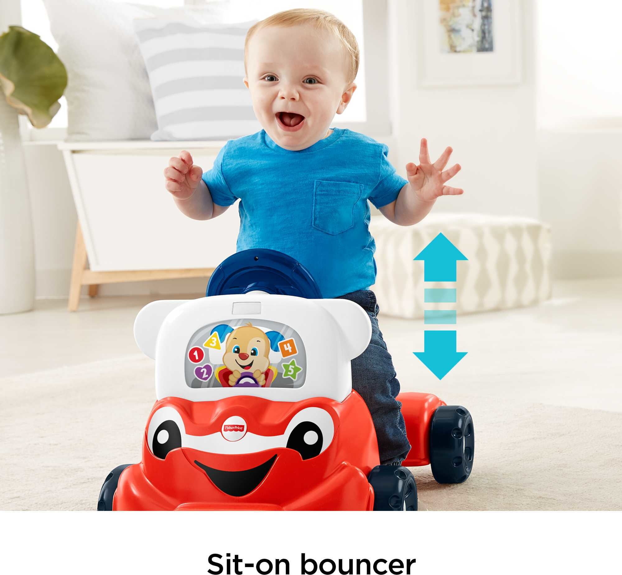 Fisher-Price Laugh & Learn 3-in-1 Smart Car, Interactive Baby Ride-On Toy - 3