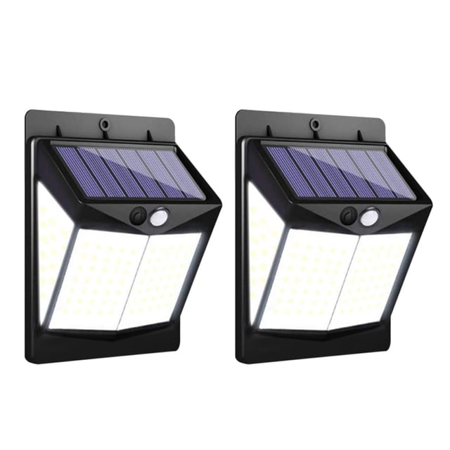 Irfora 140LED Luz de pared con energía solar PIR Luces con sensor de movimiento Lámpara de jardín impermeable al aire libre Luz de noche 3 modos de luz para jardín Patio Patio Valla Paisaje Patio Irfora traje de lámpara solar