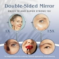 thumbnail image 4 of MIRRORVANA 15X Magnifying Makeup Mirror with Stand - Double-Sided 15X/1X Design - Suitable for Vanity Desk, Dressing Table, or Bathroom Countertop for Precise Make Up - 12" High x 6" Wide (Chrome), 4 of 7
