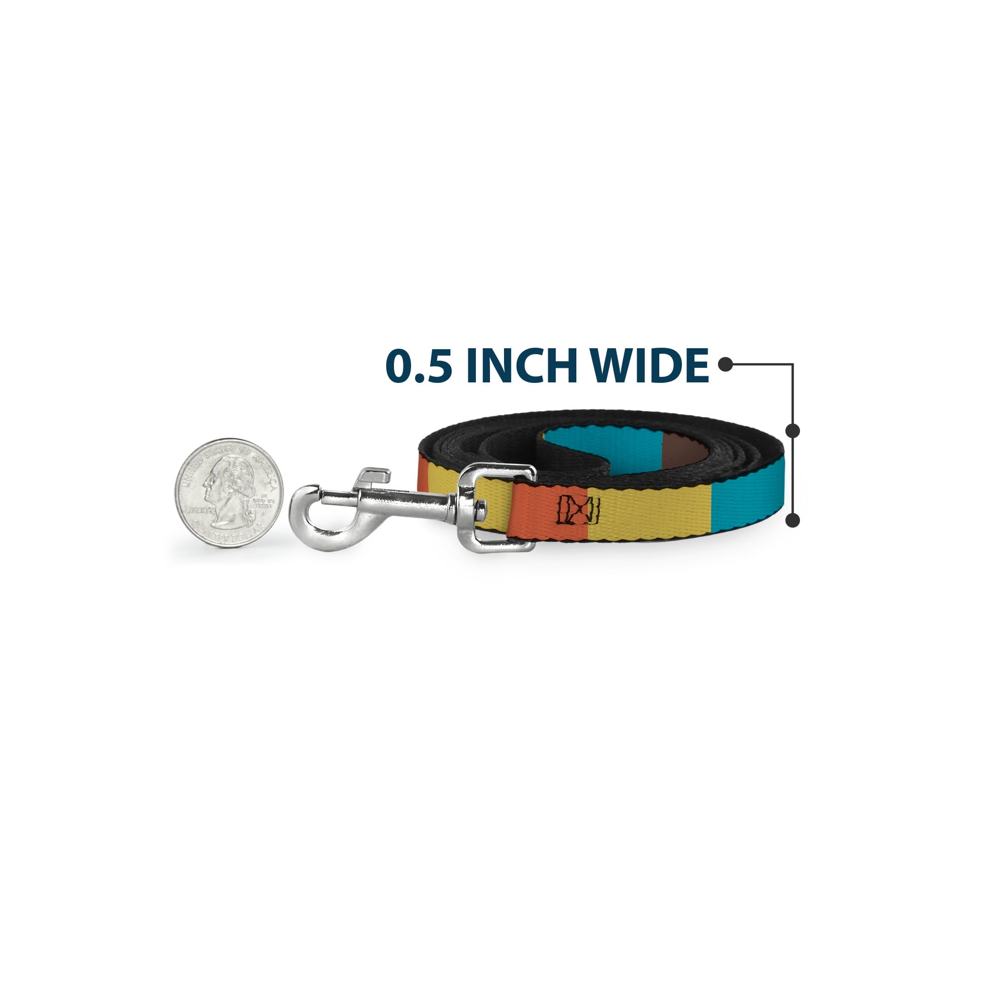 Buckle-Down Pet Leash, Dog Leash, Summer Essentials Color Block 9, 6 Feet Long 1.0 Inch Wide