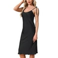thumbnail image 4 of INSPIRE CHIC Women's Mother's Day Satin Nightgown Midi Spaghetti Adjustable Straps Silky Sexy Nighty Chemise Camisole Pajama Dress 2XL Black, 4 of 6