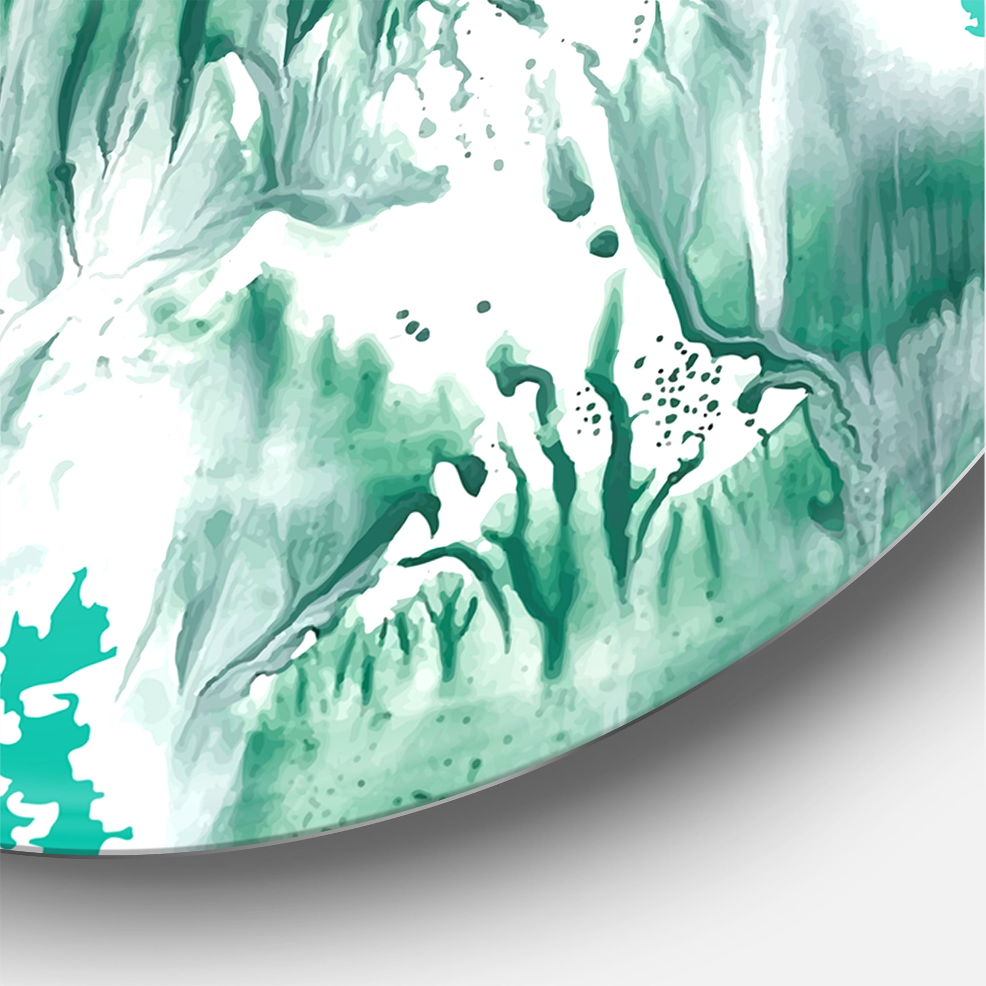 Designart 'Auquamarine Landscape Turquoise Splashes' Traditional Circle Metal Wall Art 23x23 - Disc of 23