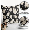 thumbnail image 5 of Black Halloween Pillow Covers 18x18 Set of 2 Cute Cream Ghost Printed Rustic Style Outdoor Decorative Throw Pillows Country Farmhouse Pillowcases Cushion Case Holiday Decor for Sofa Couch Bed, 5 of 6