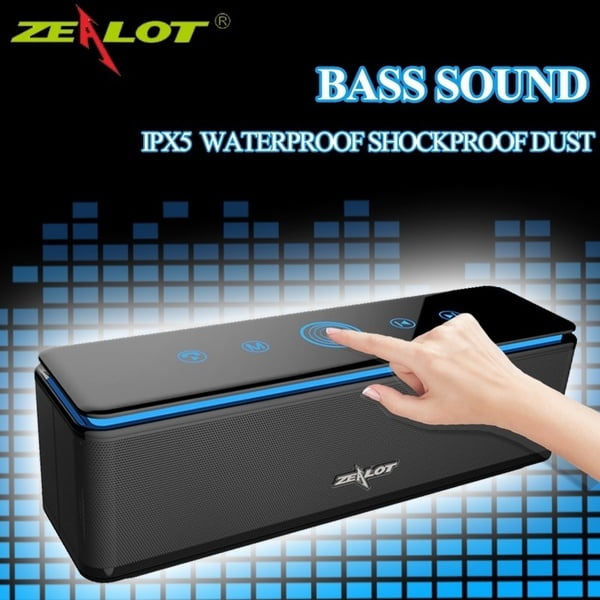 ZEALOT S7 3D Stereo Wireless Bluetooth Speaker Touch Control Soundbar 26W AUX TF Card Play con micrófono Speravity EL1364-01B