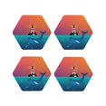 thumbnail image 2 of Balery 4 Pcs Lighthouse And Whaleleather Coasters Set, Drink Table Cup Coasters For Living Room Kitchen Coffee Decor, 2 of 9