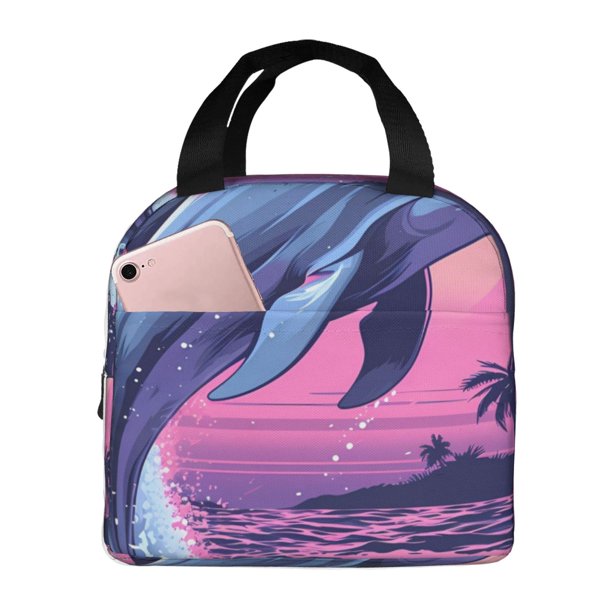 Disketp Hawaiian Beach Dolphin Bolsa Térmica para Almuerzo para Hombre y Mujer, Ideal para Trabajo, Senderismo y Picnic