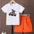 thumbnail image 2 of HCNTES Toddler Boy Summer Clothes kid Boy Outfits Crewneck Dinosaur Print Short Sleeve Shirt and Short Toddler Boy Shorts Set, 2 of 4