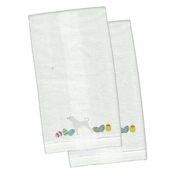 Anatolian Shepherd Easter White Embroidered Plush Hand Towel Set of 2