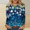 thumbnail image 2 of asdoklhq Women's Sweatshirt Christmas Women's Fashion Tees Casual Round Neck Loose T Shirt Long Sleeve Christmas Print Shirt Multicolor 3X, 2 of 6